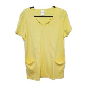 VINTAGE 90s BLAIR M Smock Style Apron Pocket V Neck Tee Shirt Cottage Oversized